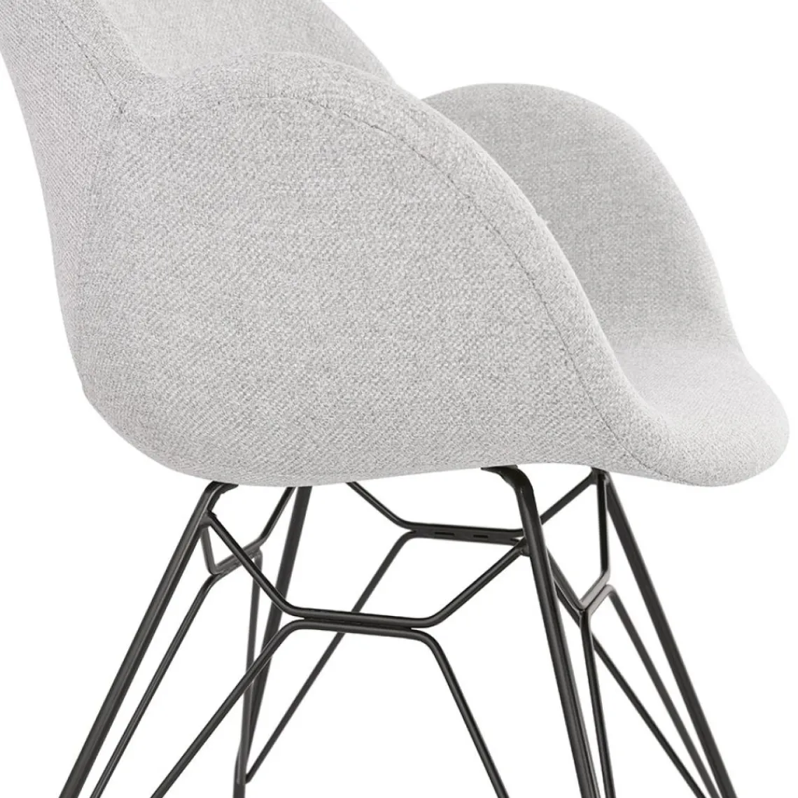 ALTEREGO Chaise design 'PLANET' en tissu gris clair avec pieds en métal noir Discount