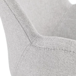 ALTEREGO Chaise design 'PLANET' en tissu gris clair avec pieds en métal noir Discount