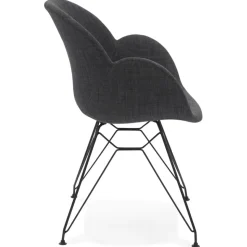 ALTEREGO Chaise design 'PLANET' en tissu gris foncé avec pieds en métal noir Outlet