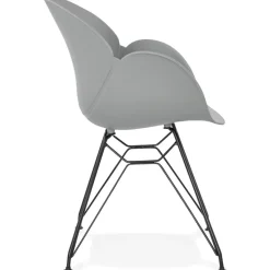 ALTEREGO Chaise design 'SATELIT' grise style industriel avec pieds en métal noir Clearance