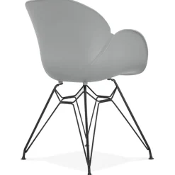 ALTEREGO Chaise design 'SATELIT' grise style industriel avec pieds en métal noir Clearance