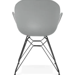 ALTEREGO Chaise design 'SATELIT' grise style industriel avec pieds en métal noir Clearance