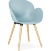 ALTEREGO Chaise design scandinave 'PICATA' bleue avec pieds en bois Discount