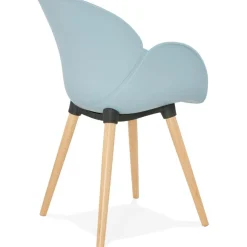 ALTEREGO Chaise design scandinave 'PICATA' bleue avec pieds en bois Discount