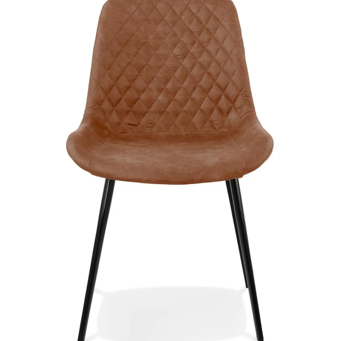 ALTEREGO Chaise design 'TAICHI' en microfibre brune et pieds en métal noir New