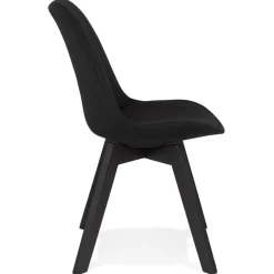 ALTEREGO Chaise design 'WILLY' en tissu et bois noir Sale