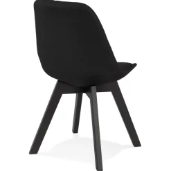 ALTEREGO Chaise design 'WILLY' en tissu et bois noir Sale