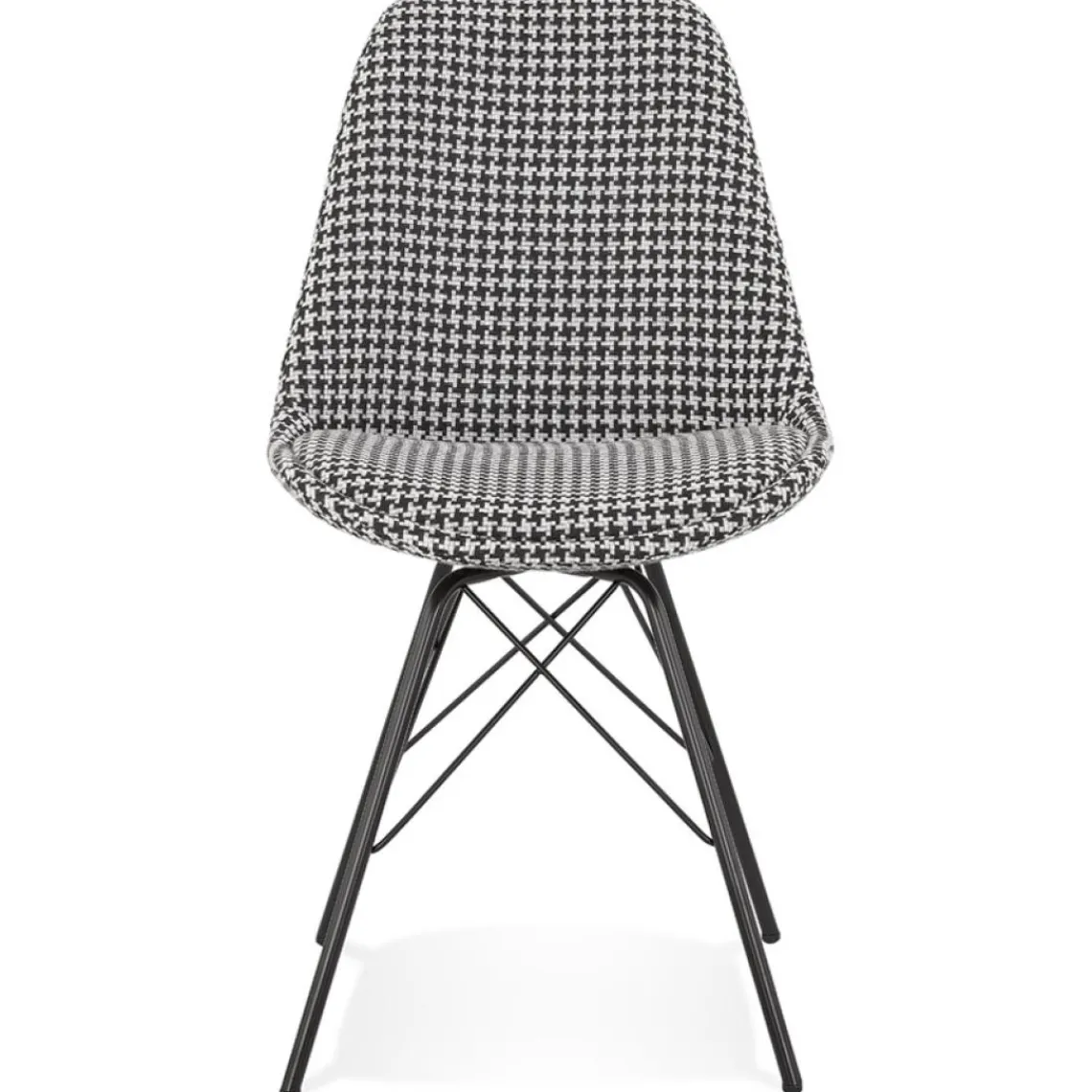 ALTEREGO Chaise design 'ZAZY' en tissu pied de poule et pieds en métal noir Clearance