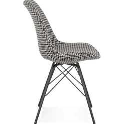 ALTEREGO Chaise design 'ZAZY' en tissu pied de poule et pieds en métal noir Clearance