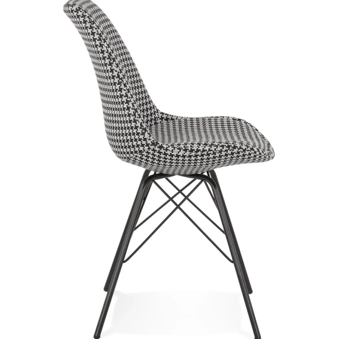 ALTEREGO Chaise design 'ZAZY' en tissu pied de poule et pieds en métal noir Clearance