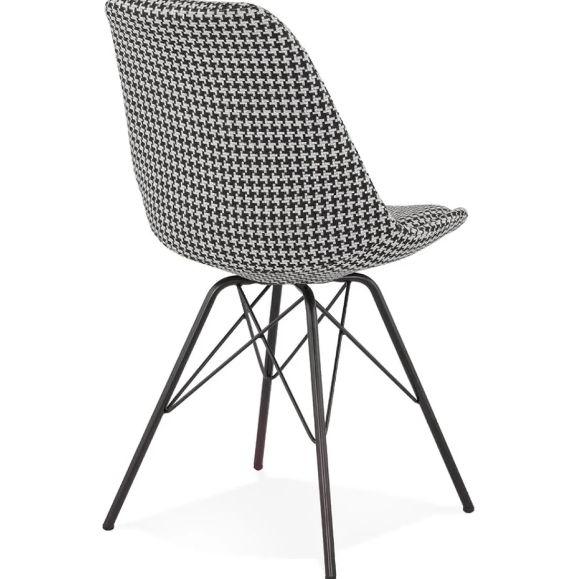 ALTEREGO Chaise design 'ZAZY' en tissu pied de poule et pieds en métal noir Clearance