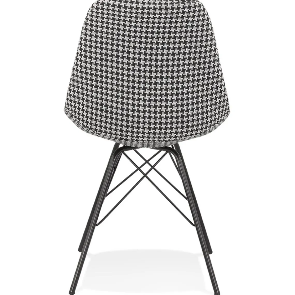 ALTEREGO Chaise design 'ZAZY' en tissu pied de poule et pieds en métal noir Clearance