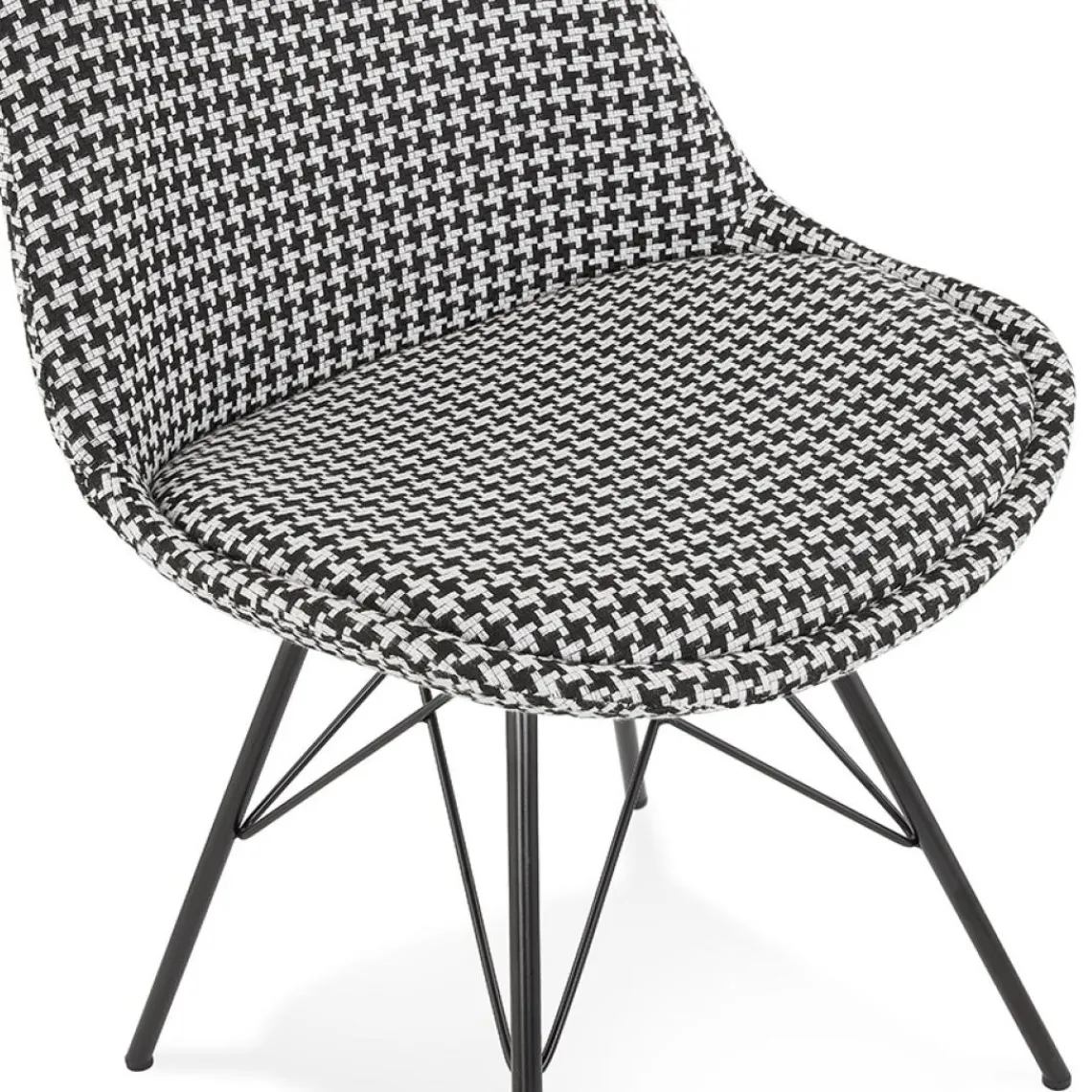 ALTEREGO Chaise design 'ZAZY' en tissu pied de poule et pieds en métal noir Clearance