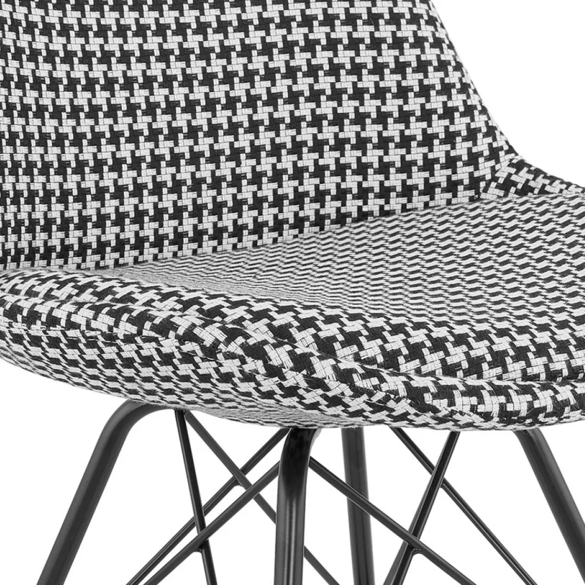 ALTEREGO Chaise design 'ZAZY' en tissu pied de poule et pieds en métal noir Clearance