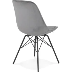 ALTEREGO Chaise design 'ZAZY' en velours gris et pieds en métal noir Discount