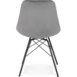 ALTEREGO Chaise design 'ZAZY' en velours gris et pieds en métal noir Discount