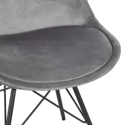 ALTEREGO Chaise design 'ZAZY' en velours gris et pieds en métal noir Discount