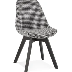 ALTEREGO Chaise en tissu pied de poule 'JOE' avec structure en bois noir Outlet