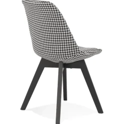 ALTEREGO Chaise en tissu pied de poule 'JOE' avec structure en bois noir Outlet