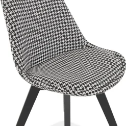 ALTEREGO Chaise en tissu pied de poule 'JOE' avec structure en bois noir Outlet