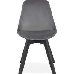 ALTEREGO Chaise en velours gris 'JOE' avec structure en bois noir Hot