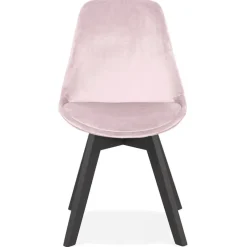 ALTEREGO Chaise en velours rose 'JOE' avec structure en bois noir Hot
