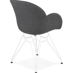 ALTEREGO Chaise moderne 'ATOL' en tissu gris foncé avec pieds en métal blanc Discount