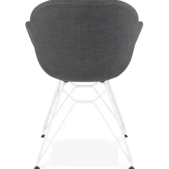 ALTEREGO Chaise moderne 'ATOL' en tissu gris foncé avec pieds en métal blanc Discount
