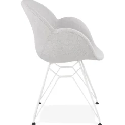 ALTEREGO Chaise moderne 'ATOL' en tissu gris clair avec pieds en métal blanc Online