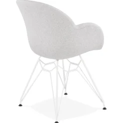 ALTEREGO Chaise moderne 'ATOL' en tissu gris clair avec pieds en métal blanc Online