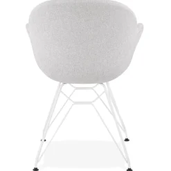 ALTEREGO Chaise moderne 'ATOL' en tissu gris clair avec pieds en métal blanc Online
