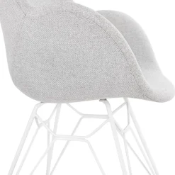 ALTEREGO Chaise moderne 'ATOL' en tissu gris clair avec pieds en métal blanc Online