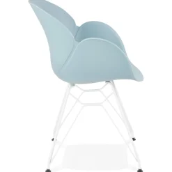 ALTEREGO Chaise moderne 'FIDJI' bleue avec pieds en métal blanc Best