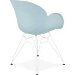 ALTEREGO Chaise moderne 'FIDJI' bleue avec pieds en métal blanc Best