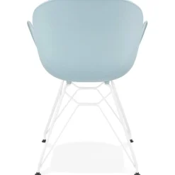 ALTEREGO Chaise moderne 'FIDJI' bleue avec pieds en métal blanc Best