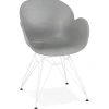 ALTEREGO Chaise moderne 'FIDJI' grise avec pieds en métal blanc Online