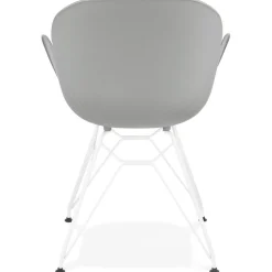 ALTEREGO Chaise moderne 'FIDJI' grise avec pieds en métal blanc Online