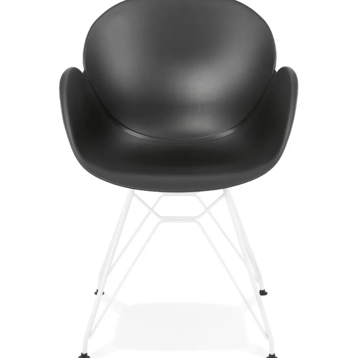 ALTEREGO Chaise moderne 'FIDJI' noire avec pieds en métal blanc Hot