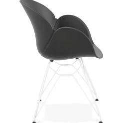 ALTEREGO Chaise moderne 'FIDJI' noire avec pieds en métal blanc Hot