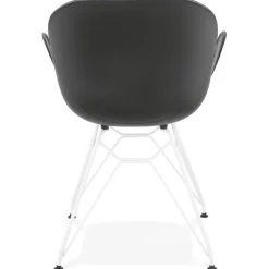 ALTEREGO Chaise moderne 'FIDJI' noire avec pieds en métal blanc Hot