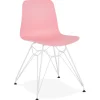 ALTEREGO Chaise moderne 'GAUDY' rose avec pied en métal blanc Clearance