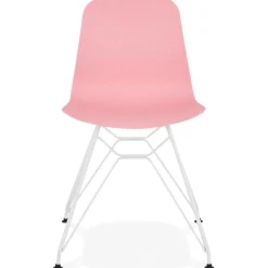 ALTEREGO Chaise moderne 'GAUDY' rose avec pied en métal blanc Clearance
