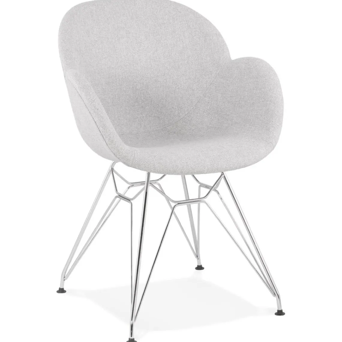 ALTEREGO Chaise moderne 'ORIGAMI' en tissu gris clair avec pieds en métal chromé Clearance