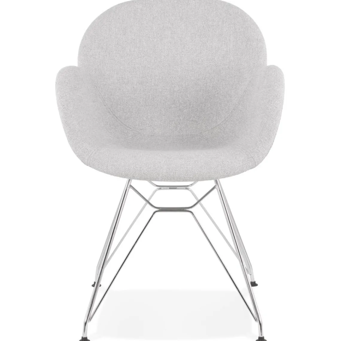 ALTEREGO Chaise moderne 'ORIGAMI' en tissu gris clair avec pieds en métal chromé Clearance
