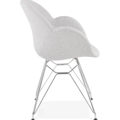 ALTEREGO Chaise moderne 'ORIGAMI' en tissu gris clair avec pieds en métal chromé Clearance