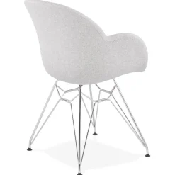 ALTEREGO Chaise moderne 'ORIGAMI' en tissu gris clair avec pieds en métal chromé Clearance