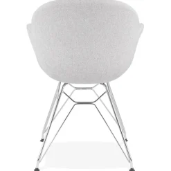 ALTEREGO Chaise moderne 'ORIGAMI' en tissu gris clair avec pieds en métal chromé Clearance