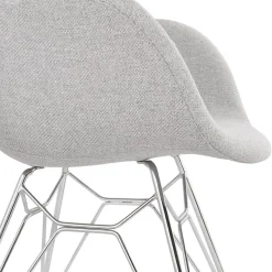 ALTEREGO Chaise moderne 'ORIGAMI' en tissu gris clair avec pieds en métal chromé Clearance