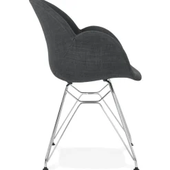 ALTEREGO Chaise moderne 'ORIGAMI' en tissu gris foncé avec pieds en métal chromé Online