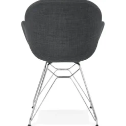 ALTEREGO Chaise moderne 'ORIGAMI' en tissu gris foncé avec pieds en métal chromé Online